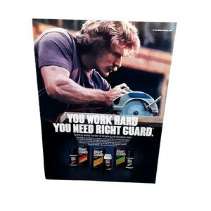 Vintage 1984 Right Guard Deodorant Print Ad You Work Hard Gillette